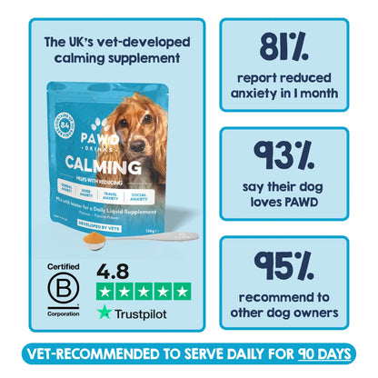 Calming Powder (3-Pack) for Large Dogs - Natural Dog Anxiety Support - 126g